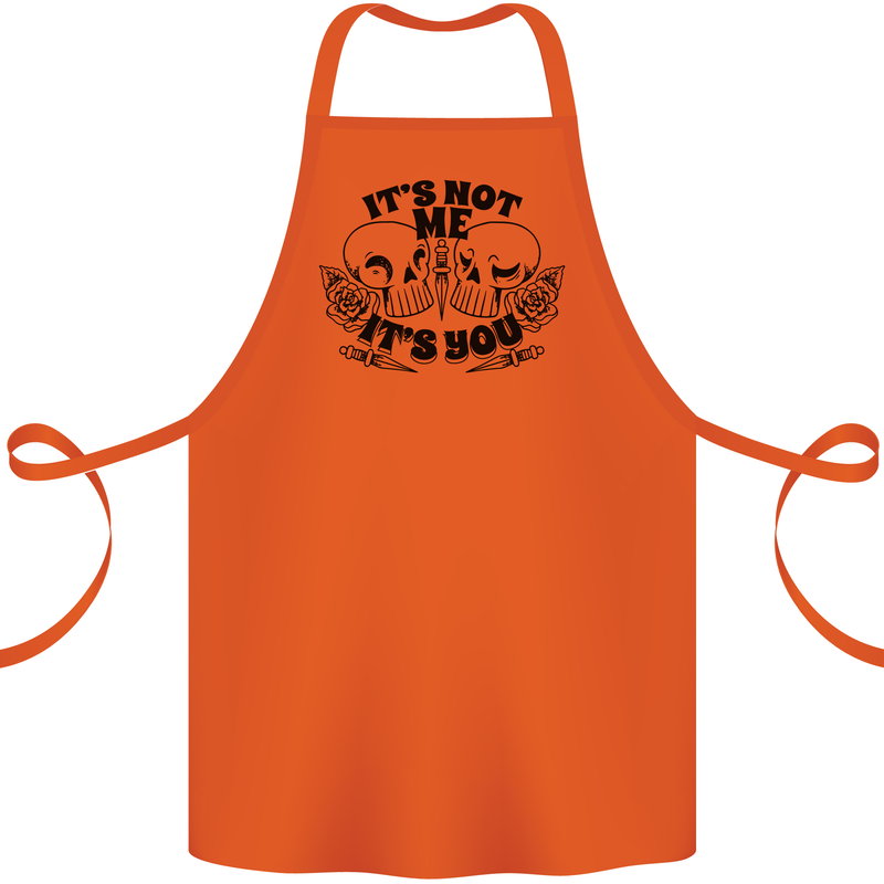 It's Not Me Anti Valentines Singles Day Skull Cotton Apron 100% Organic Orange