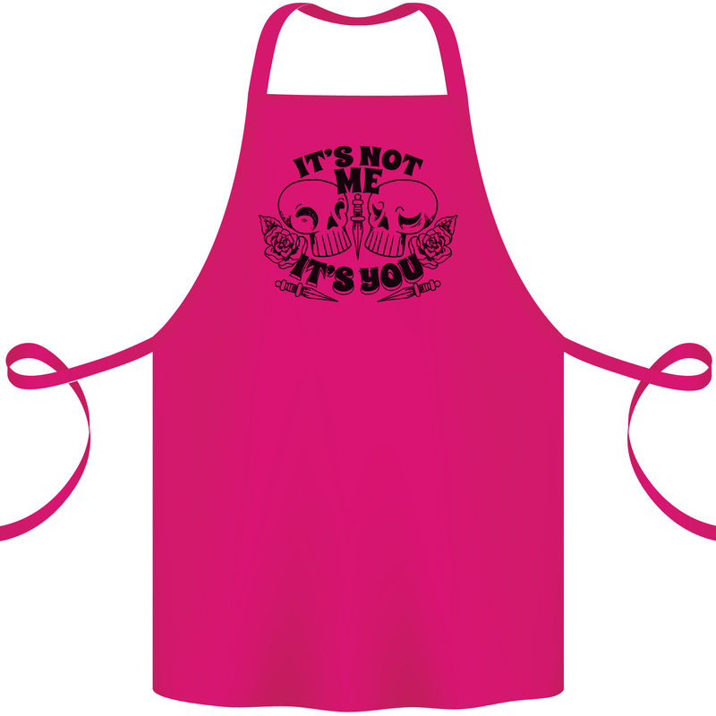 It's Not Me Anti Valentines Singles Day Skull Cotton Apron 100% Organic Pink