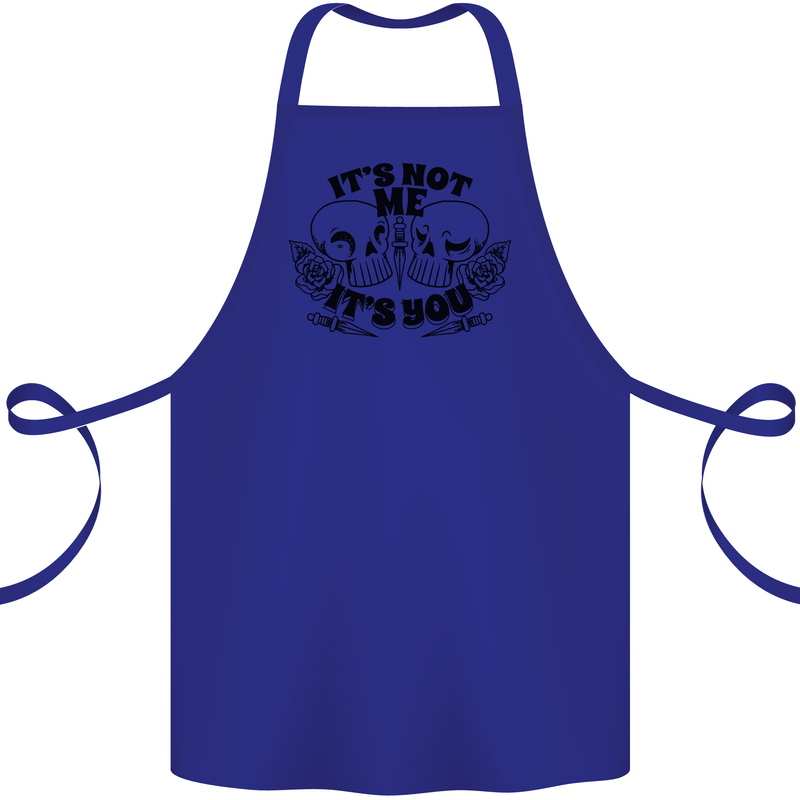 It's Not Me Anti Valentines Singles Day Skull Cotton Apron 100% Organic Royal Blue