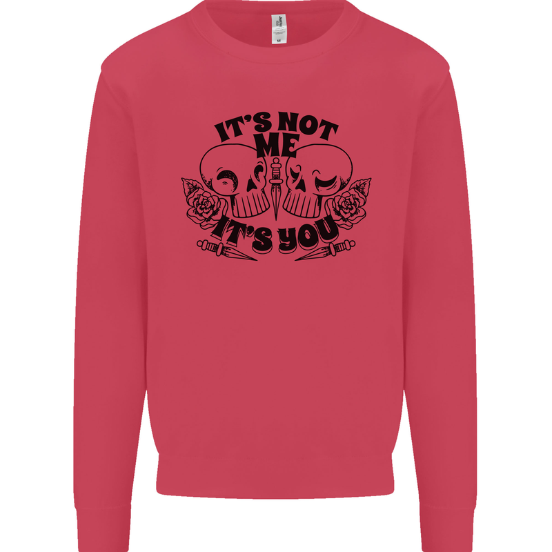 It's Not Me Anti Valentines Singles Day Skull Kids Sweatshirt Jumper Heliconia