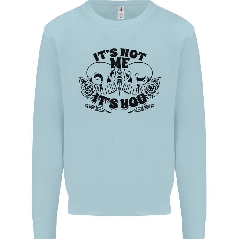 It's Not Me Anti Valentines Singles Day Skull Kids Sweatshirt Jumper Light Blue