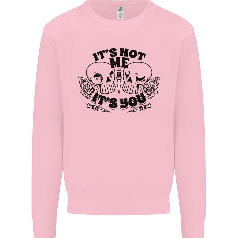 It's Not Me Anti Valentines Singles Day Skull Kids Sweatshirt Jumper Light Pink