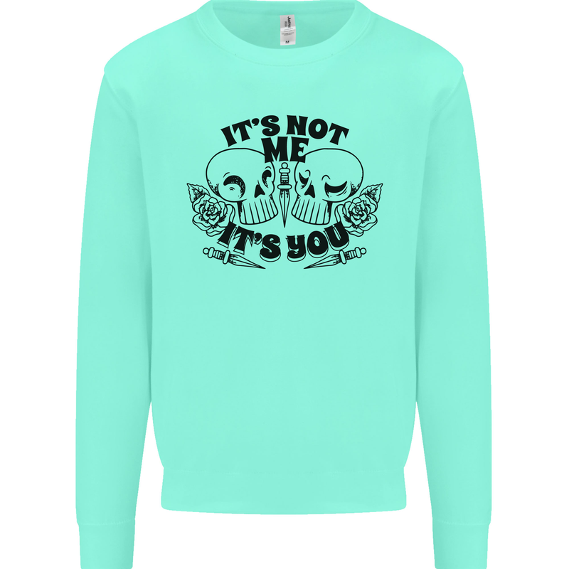 It's Not Me Anti Valentines Singles Day Skull Kids Sweatshirt Jumper Peppermint