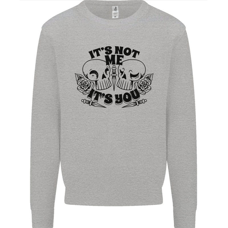 It's Not Me Anti Valentines Singles Day Skull Kids Sweatshirt Jumper Sports Grey