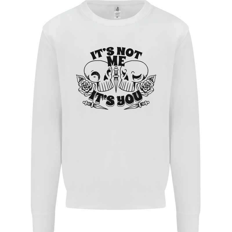 It's Not Me Anti Valentines Singles Day Skull Kids Sweatshirt Jumper White