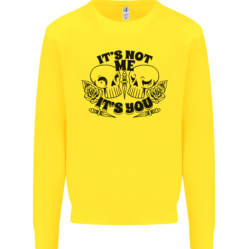 It's Not Me Anti Valentines Singles Day Skull Kids Sweatshirt Jumper Yellow