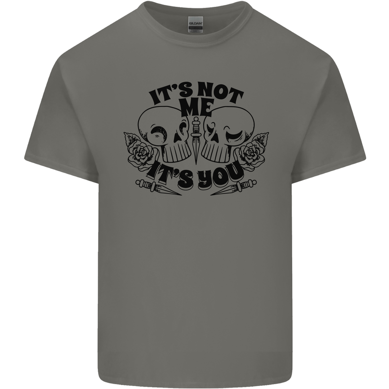It's Not Me Anti Valentines Singles Day Skull Kids T-Shirt Childrens Charcoal