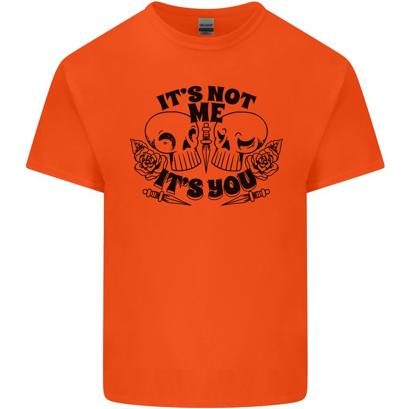 It's Not Me Anti Valentines Singles Day Skull Kids T-Shirt Childrens Orange