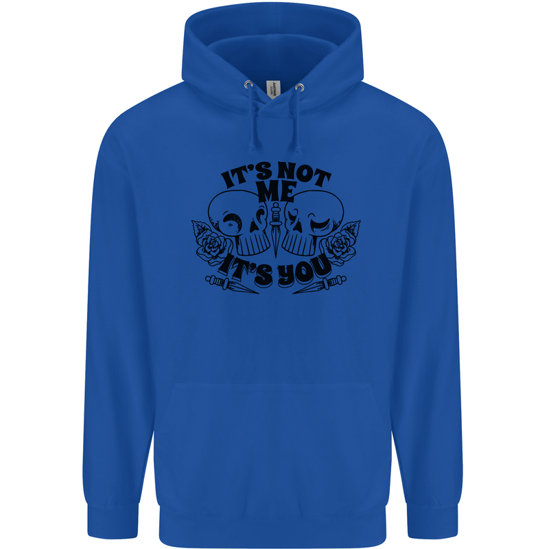 It's Not Me Anti Valentines Singles Day Skull Mens 80% Cotton Hoodie Royal Blue