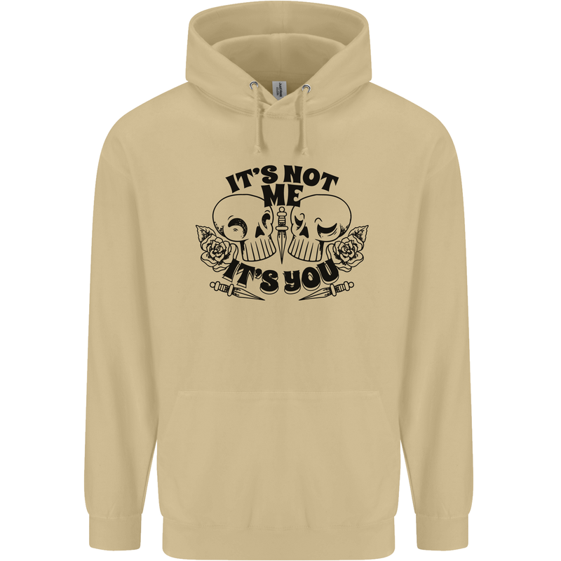 It's Not Me Anti Valentines Singles Day Skull Mens 80% Cotton Hoodie Sand