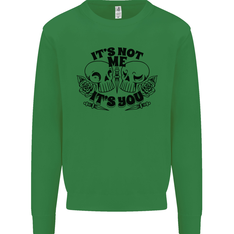It's Not Me Anti Valentines Singles Day Skull Mens Sweatshirt Jumper Irish Green