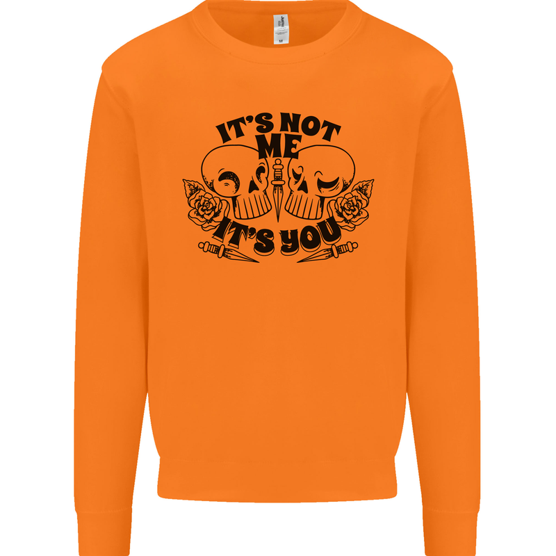 It's Not Me Anti Valentines Singles Day Skull Mens Sweatshirt Jumper Orange