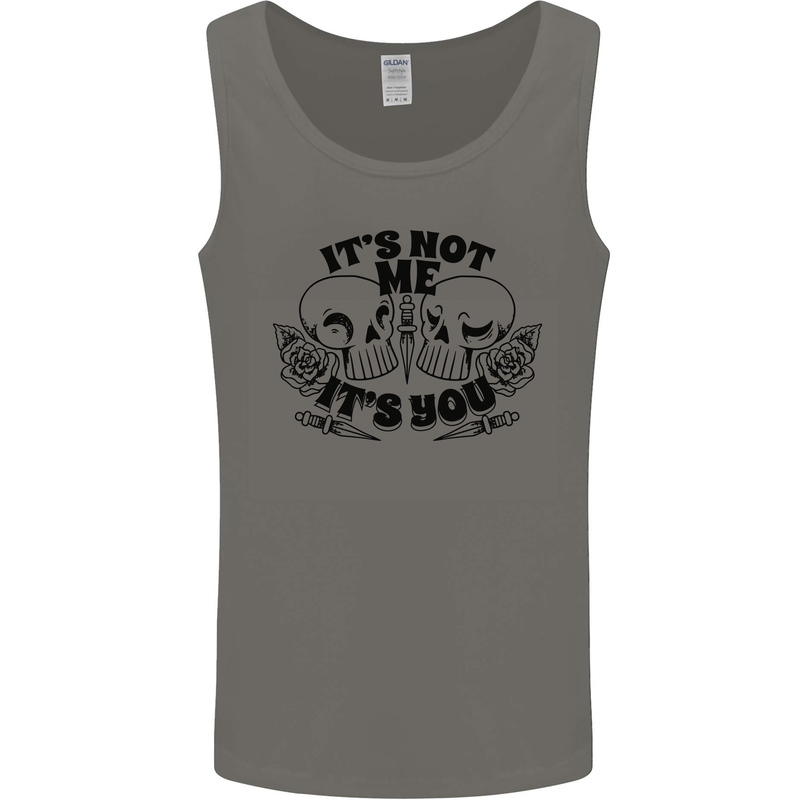 It's Not Me Anti Valentines Singles Day Skull Mens Vest Tank Top Charcoal