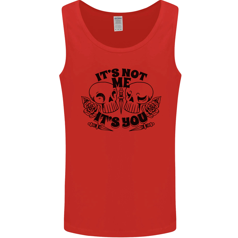 It's Not Me Anti Valentines Singles Day Skull Mens Vest Tank Top Red
