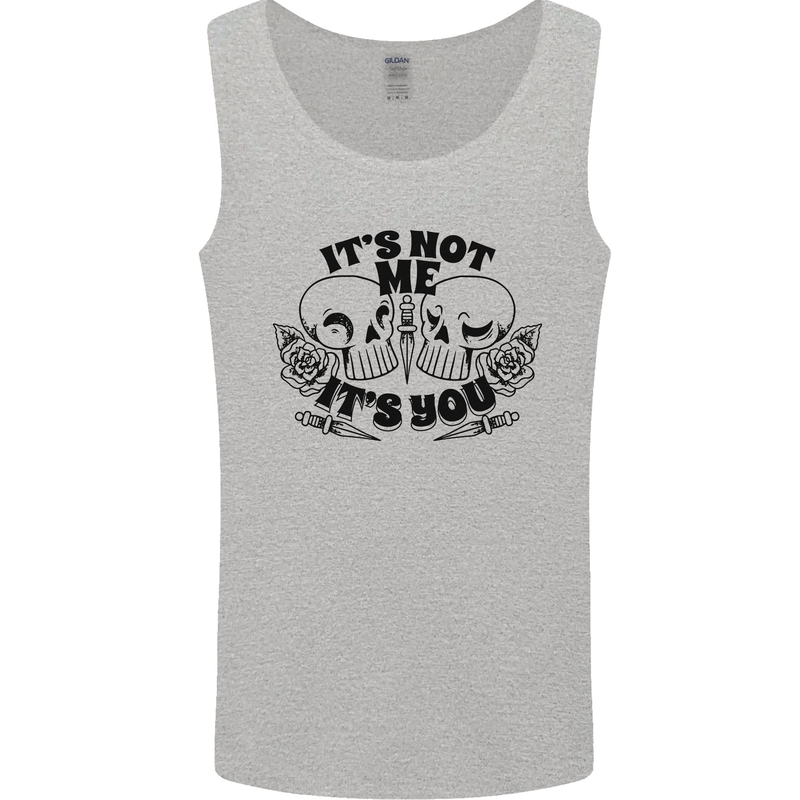 It's Not Me Anti Valentines Singles Day Skull Mens Vest Tank Top Sports Grey