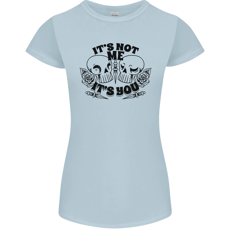 It's Not Me Anti Valentines Singles Day Skull Womens Petite Cut T-Shirt Light Blue