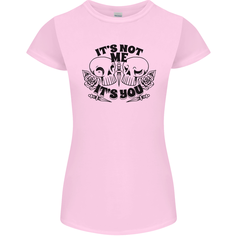 It's Not Me Anti Valentines Singles Day Skull Womens Petite Cut T-Shirt Light Pink