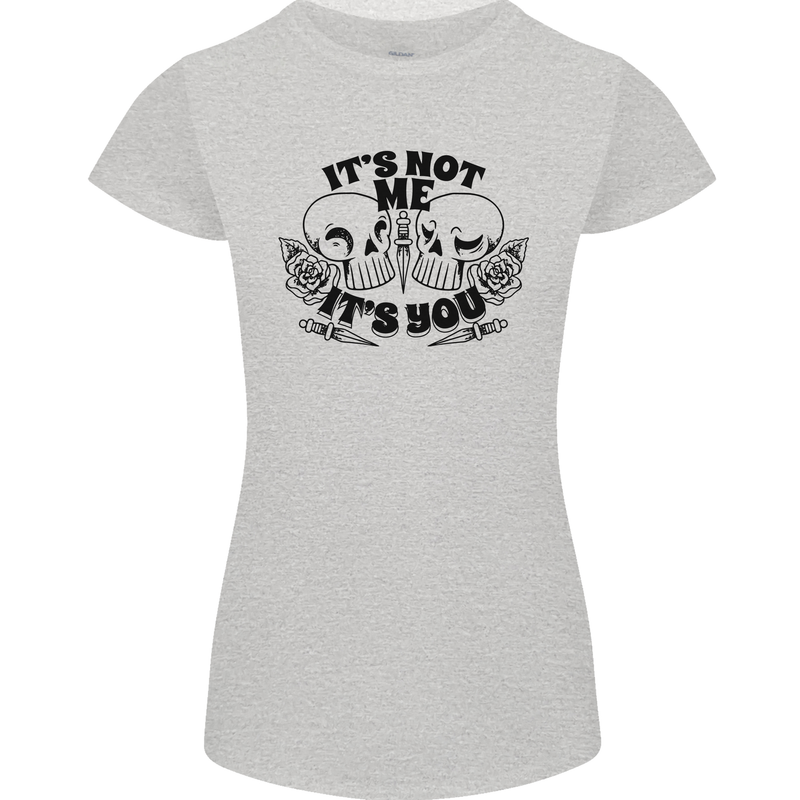 It's Not Me Anti Valentines Singles Day Skull Womens Petite Cut T-Shirt Sports Grey
