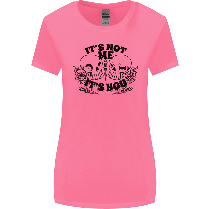It's Not Me Anti Valentines Singles Day Skull Womens Wider Cut T-Shirt Azalea