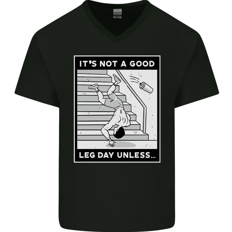 It's Not a Good Leg Day Funny Gym Bodybuilding Mens V-Neck Cotton T-Shirt Black