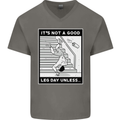 It's Not a Good Leg Day Funny Gym Bodybuilding Mens V-Neck Cotton T-Shirt Charcoal