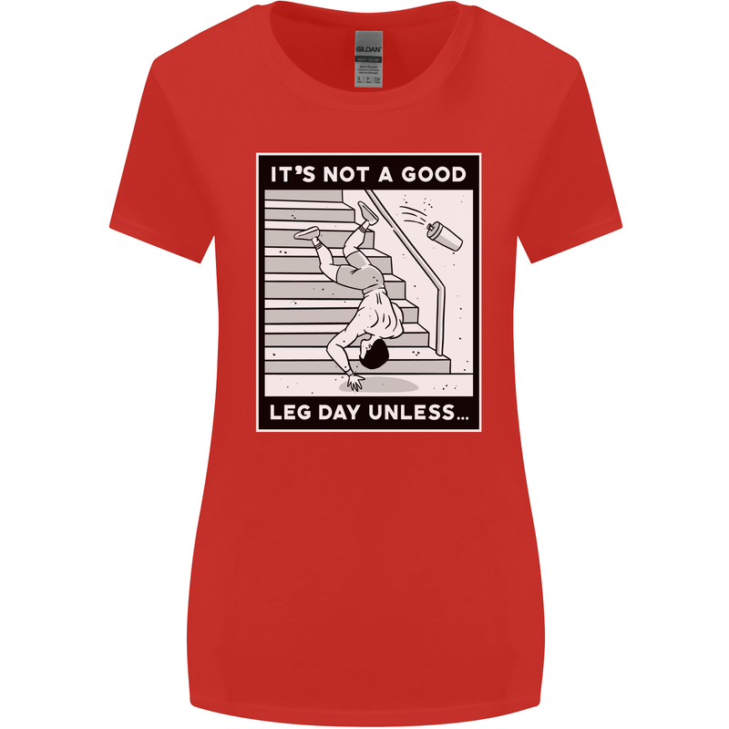 It's Not a Good Leg Day Funny Gym Bodybuilding Womens Wider Cut T-Shirt Red