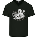 It's the Season Halloween Ghost & Pumpkin Mens V-Neck Cotton T-Shirt Black