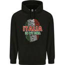 Italia in My DNA Italy Flag Football Rugby Childrens Kids Hoodie Black