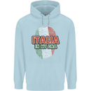 Italia in My DNA Italy Flag Football Rugby Childrens Kids Hoodie Light Blue