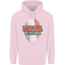 Italia in My DNA Italy Flag Football Rugby Childrens Kids Hoodie Light Pink