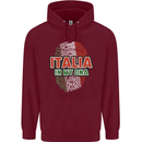 Italia in My DNA Italy Flag Football Rugby Childrens Kids Hoodie Maroon