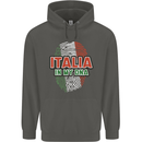 Italia in My DNA Italy Flag Football Rugby Childrens Kids Hoodie Storm Grey