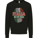 Italia in My DNA Italy Flag Football Rugby Kids Sweatshirt Jumper Black