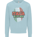 Italia in My DNA Italy Flag Football Rugby Kids Sweatshirt Jumper Light Blue