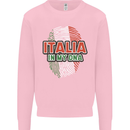 Italia in My DNA Italy Flag Football Rugby Kids Sweatshirt Jumper Light Pink