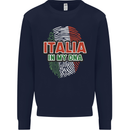 Italia in My DNA Italy Flag Football Rugby Kids Sweatshirt Jumper Navy Blue