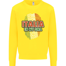 Italia in My DNA Italy Flag Football Rugby Kids Sweatshirt Jumper Yellow