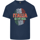 Italia in My DNA Italy Flag Football Rugby Kids T-Shirt Childrens Navy Blue