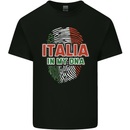 Italia in My DNA Italy Flag Football Rugby Mens Cotton T-Shirt Tee Top Black