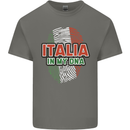 Italia in My DNA Italy Flag Football Rugby Mens Cotton T-Shirt Tee Top Charcoal