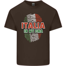 Italia in My DNA Italy Flag Football Rugby Mens Cotton T-Shirt Tee Top Dark Chocolate