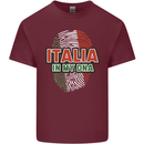 Italia in My DNA Italy Flag Football Rugby Mens Cotton T-Shirt Tee Top Maroon