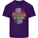 Italia in My DNA Italy Flag Football Rugby Mens Cotton T-Shirt Tee Top Purple