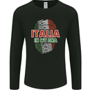 Italia in My DNA Italy Flag Football Rugby Mens Long Sleeve T-Shirt Black