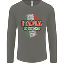 Italia in My DNA Italy Flag Football Rugby Mens Long Sleeve T-Shirt Charcoal