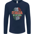 Italia in My DNA Italy Flag Football Rugby Mens Long Sleeve T-Shirt Navy Blue