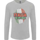 Italia in My DNA Italy Flag Football Rugby Mens Long Sleeve T-Shirt Sports Grey