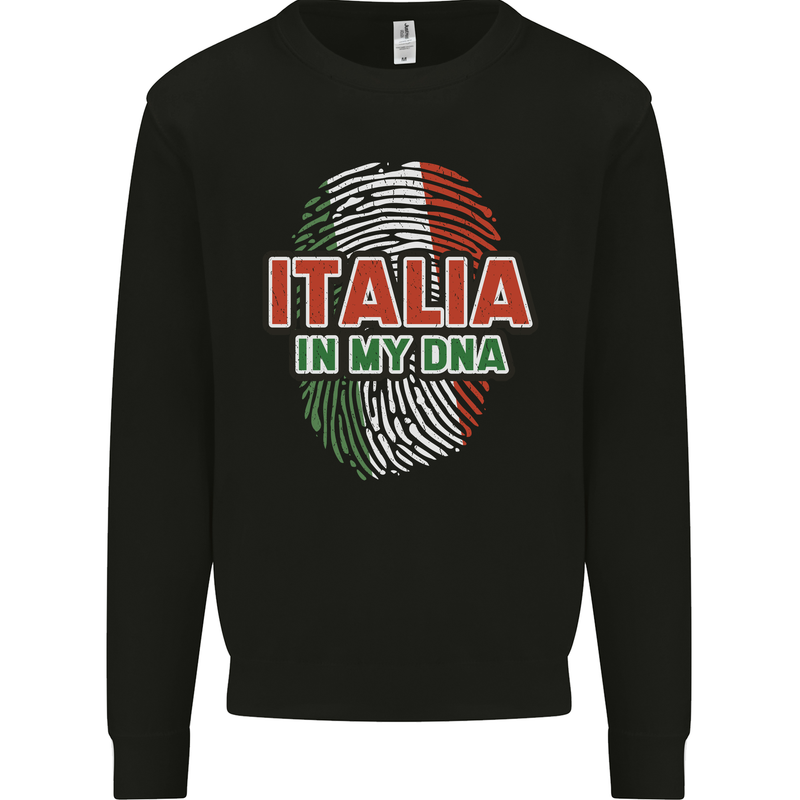 Italia in My DNA Italy Flag Football Rugby Mens Sweatshirt Jumper Black