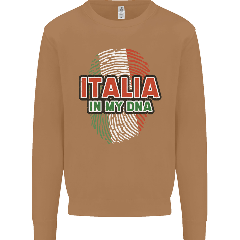 Italia in My DNA Italy Flag Football Rugby Mens Sweatshirt Jumper Caramel Latte