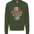 Italia in My DNA Italy Flag Football Rugby Mens Sweatshirt Jumper Forest Green